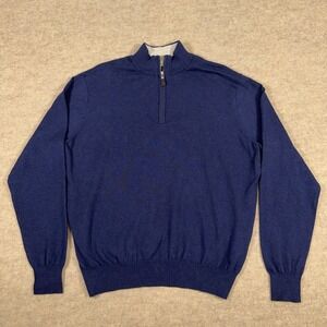 Peter Millar Crown Soft Sweater Mens Large 1/4 Zip Pullover Cotton Silk Cashmere